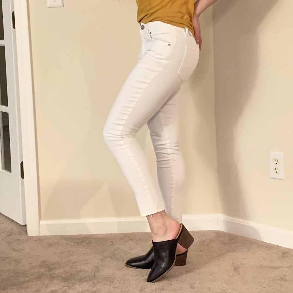 Loft Curvy Skinny Raw Hem White 25